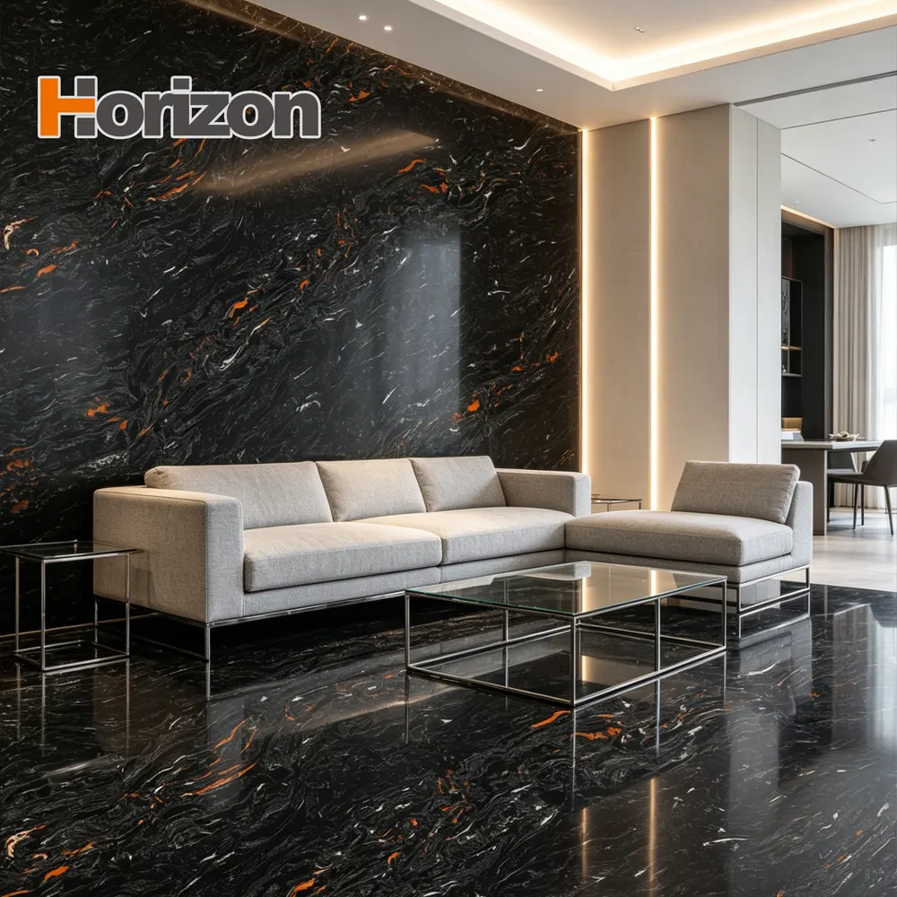 Black Engineered Quartz Slab 3200x1600mm