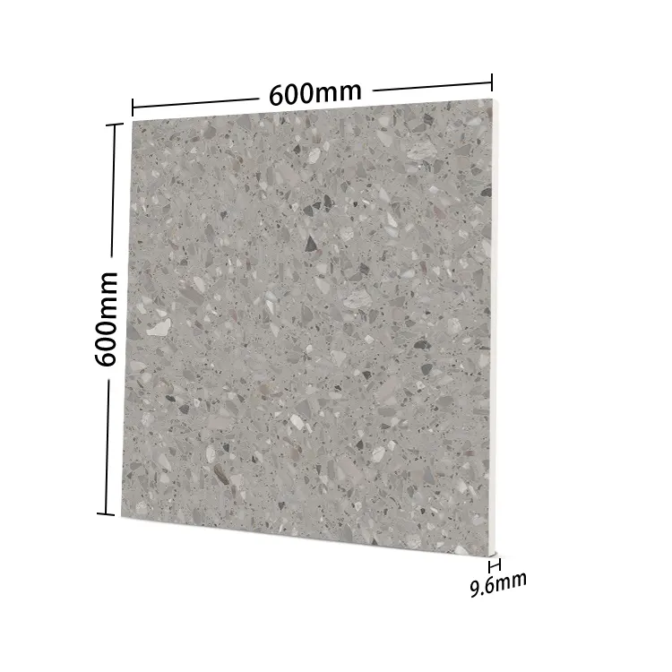 Terrazzo-Look Gray Porcelain Wall And Floor Tile 600x600mm
