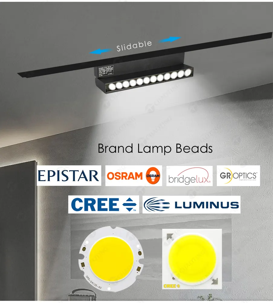 Smart Recessed/Surface-Mounted Aluminum Magnetic LED Track Spotlight 6-18W 48V