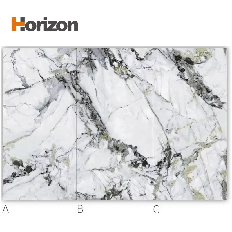 Marble-Look Black Sintered Stone Slab 3200x1600mm