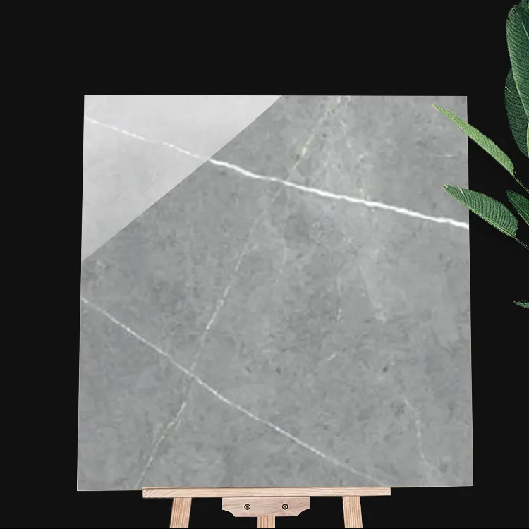 Stone-Look Gray Polished Porcelain Wall And Floor Tile 600x600mm
