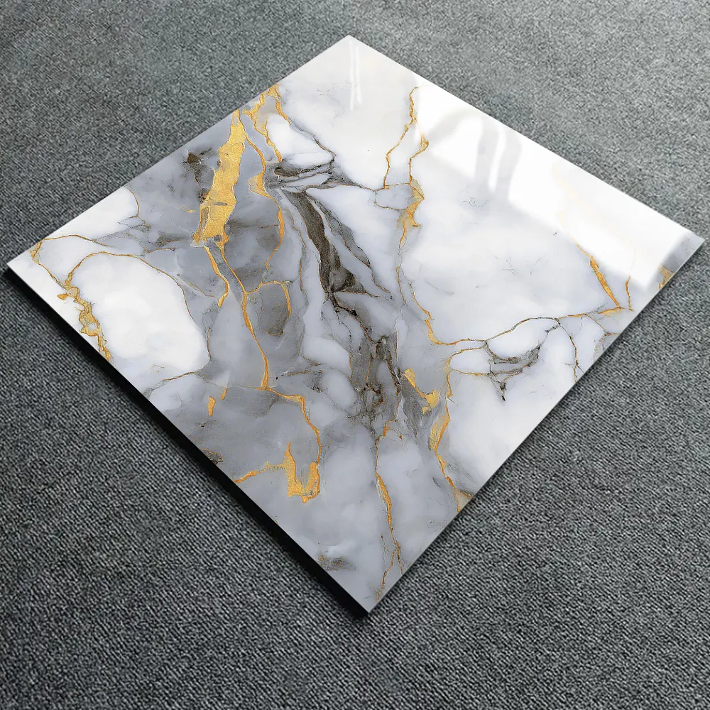Gold Marble-Look Porcelain Floor Tile 600x600mm