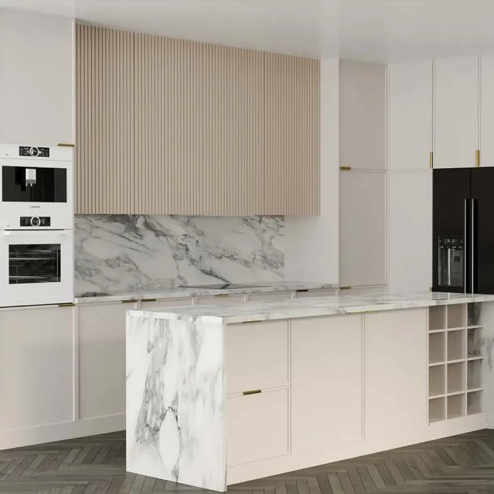 Melamine Modular Kitchen Cabinet Set With Kitchen Island