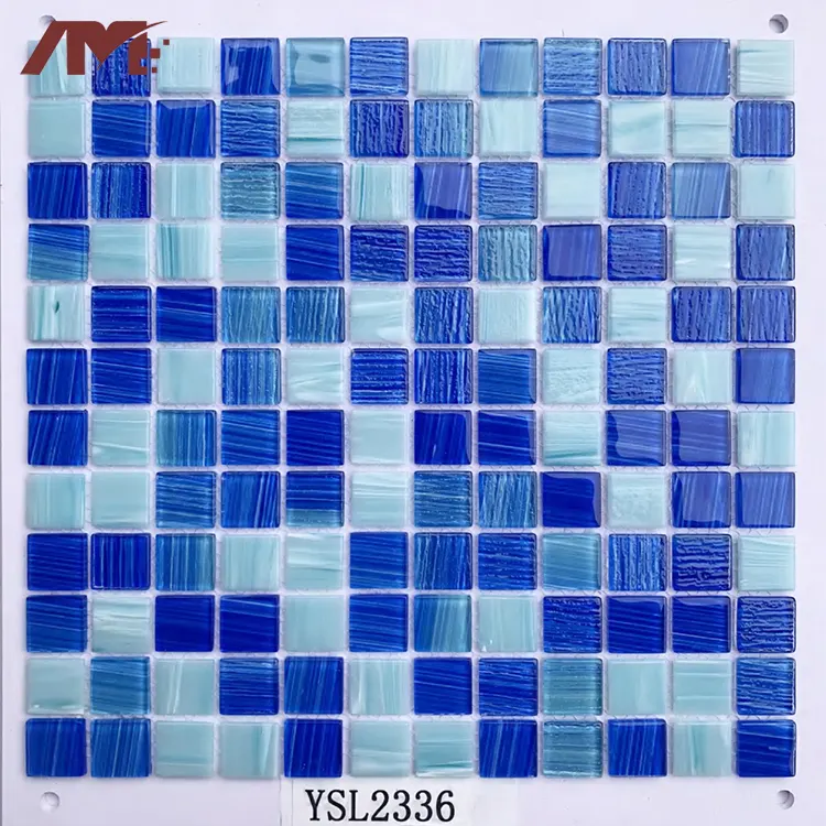 Blue Glossy Glass Mosaic Tile 304x304x4mm