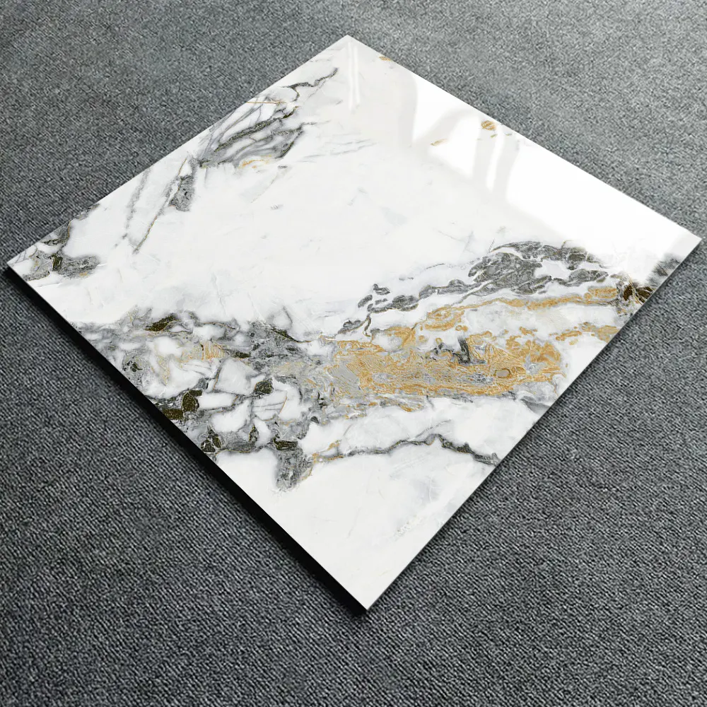 Non-Slip Marble-Look Polished Porcelain Wall And Floor Tile 60x60cm