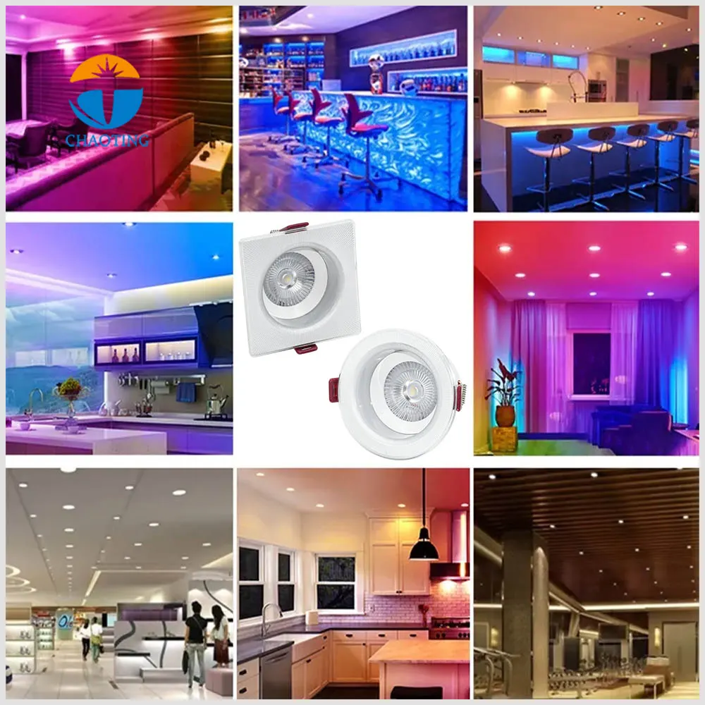 Adjustable Recessed Aluminum COB LED Downlight 3000K/4000K/6000K