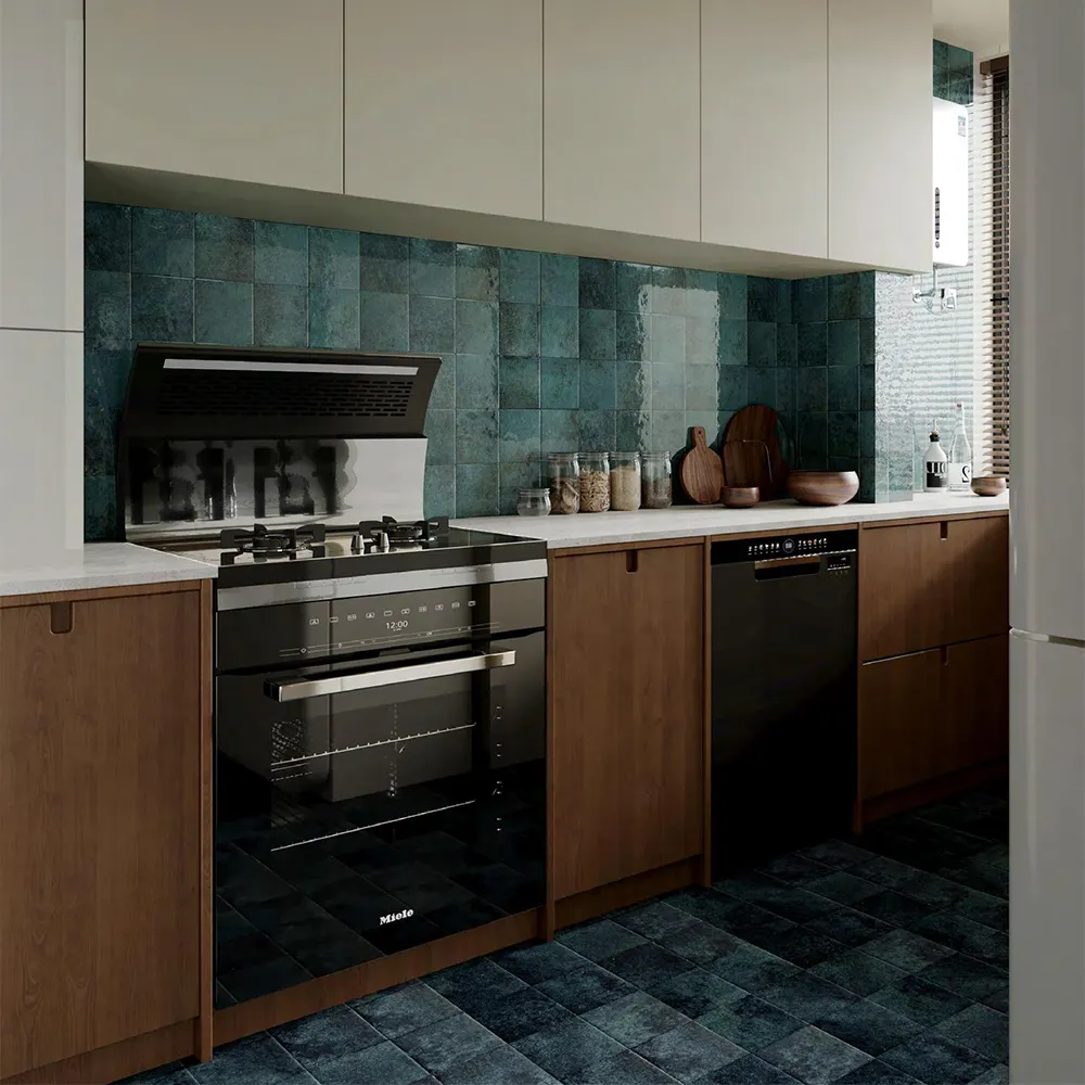 Non-Slip Stone-Look Green Matte Porcelain Swimming Pool Tile 300x600mm