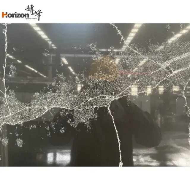 Carrara Black Engineered Quartz Slab 3200x1600mm