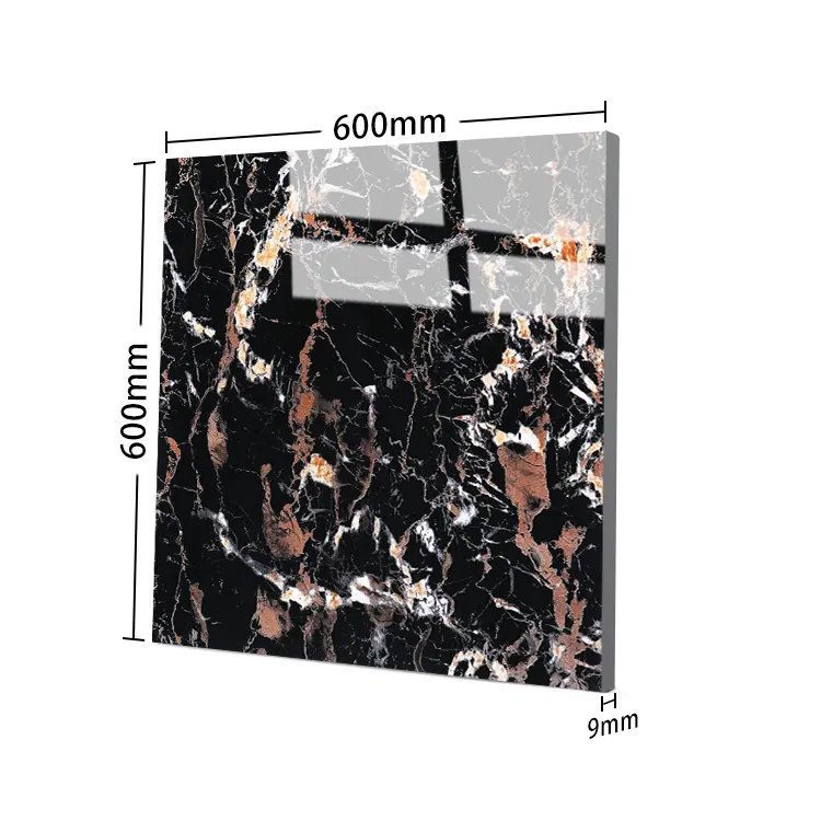 Marble-Look Glossy Porcelain Floor Tile 600x600mm
