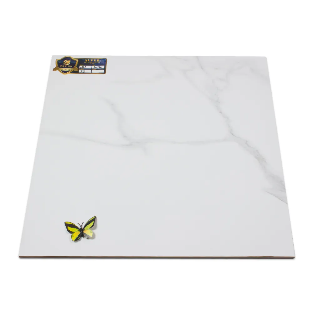 Stone-Look White Polished Porcelain Floor Tile 600x600mm