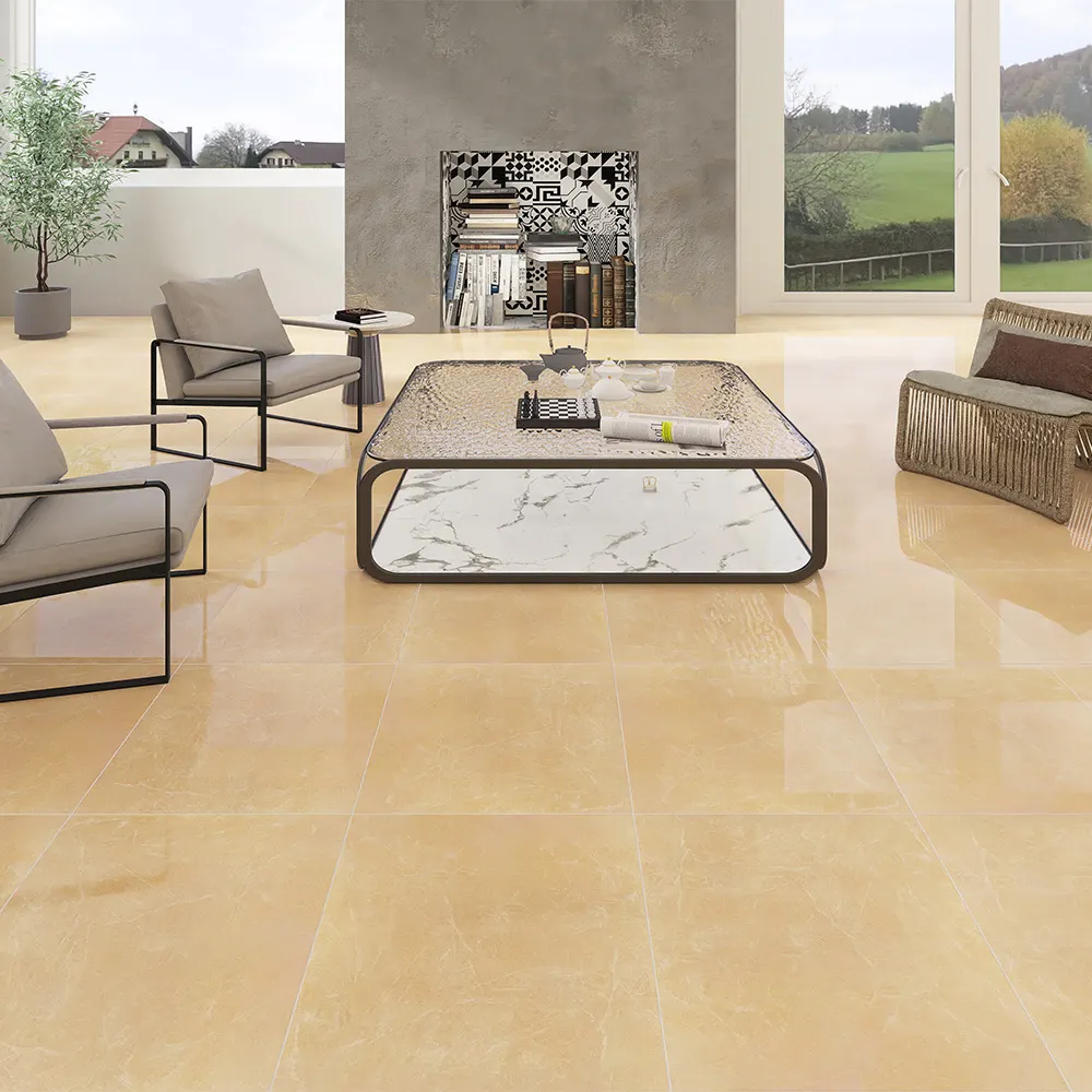 Marble-Look Polished Porcelain Floor Tile 600x600mm