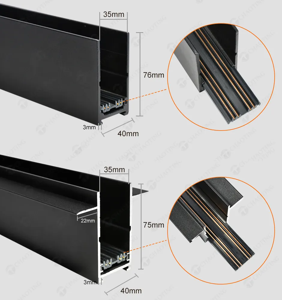 Smart Aluminum Magnetic Lighting Track Rail Black/White 1-3m