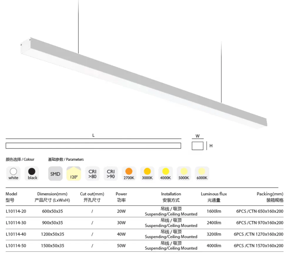 Recessed Aluminum Linear LED Light 20-50W