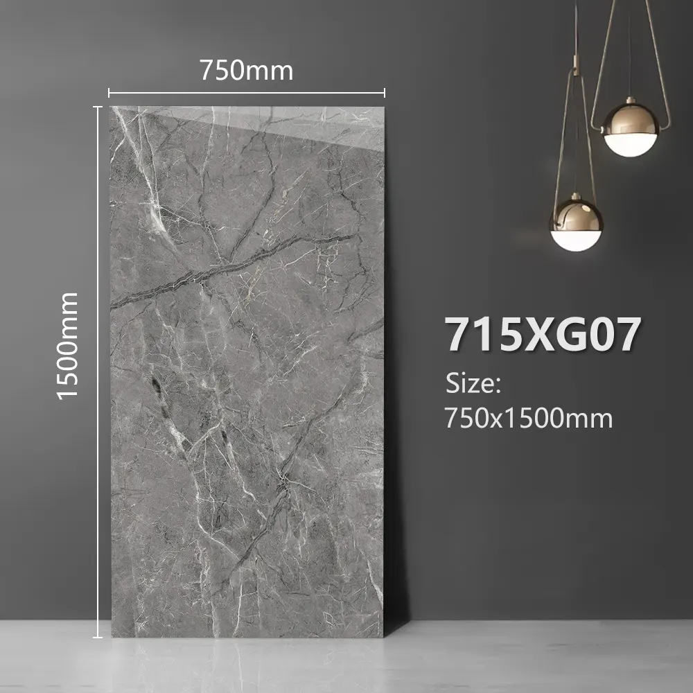 Stone-Look Polished Porcelain Floor Tile 750x1500mm