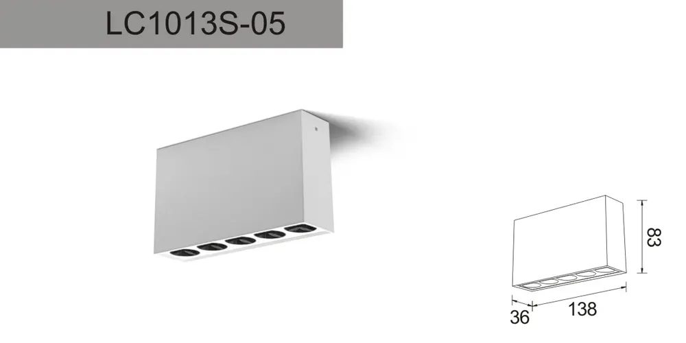 Dimmable Surface-Mounted Aluminum LED Grille Spotlight