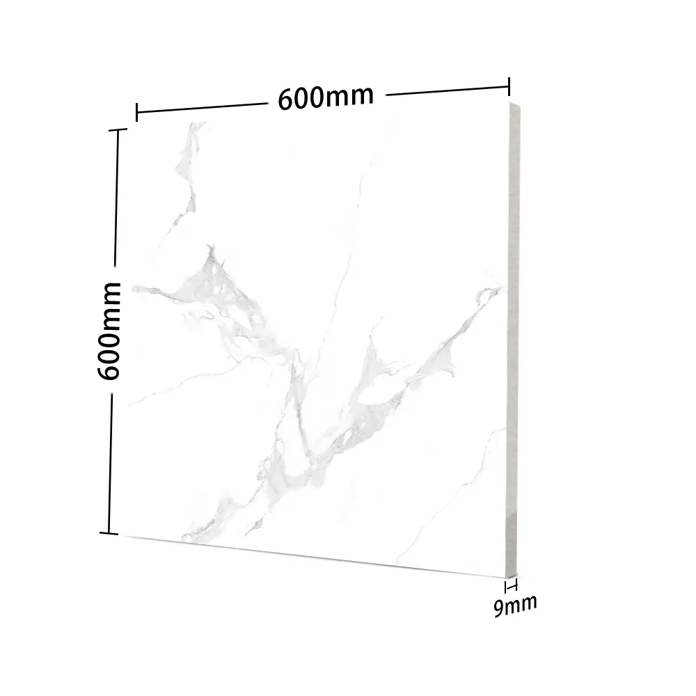 Marble-Look White Polished Porcelain Outdoor Tile 600x600mm