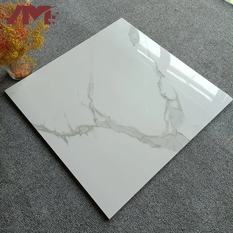 Marble-Look White Polished Porcelain Floor Tile 600x600mm