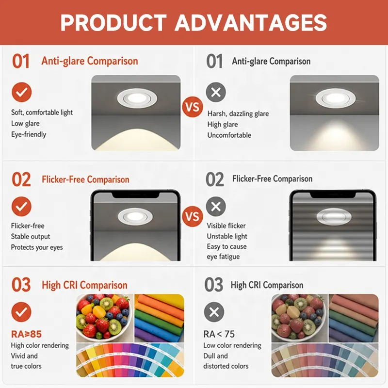 Adjustable Slim Recessed COB LED Downlight 7-18W product sample