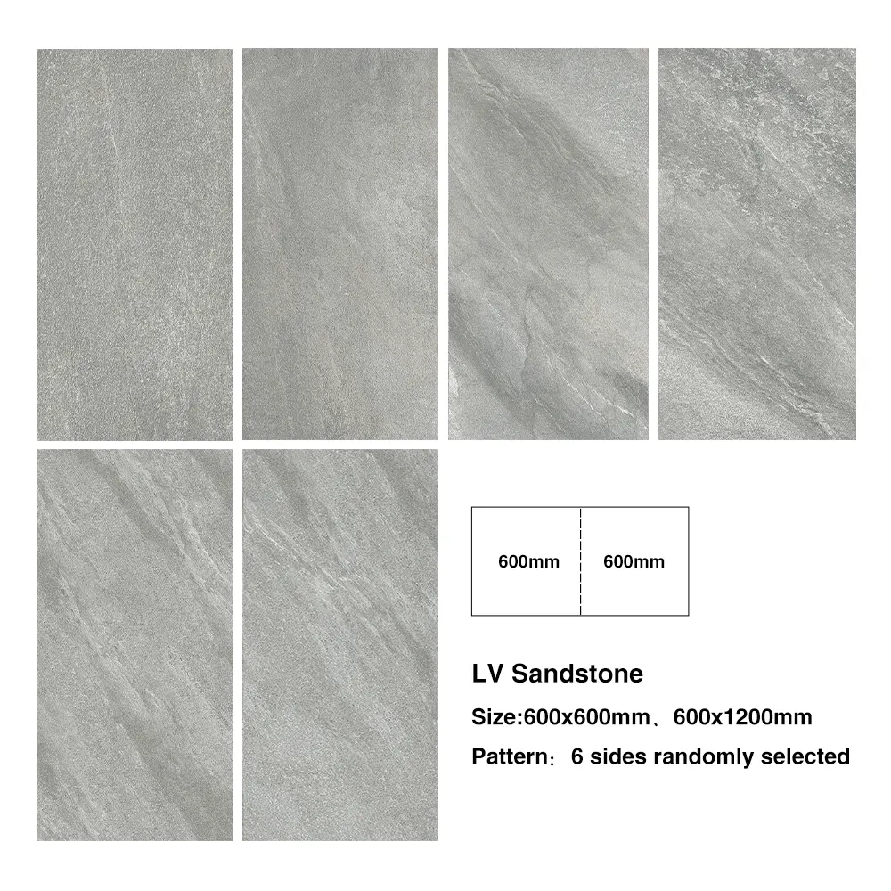 Non-Slip Stone-Look Matte Porcelain Floor Tile 600x600mm/600x1200mm