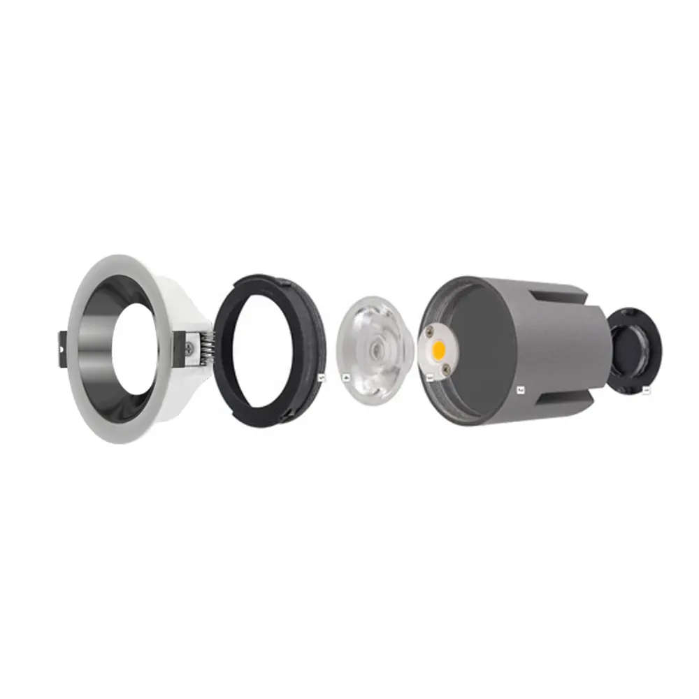 Rotatable Dimmable Aluminum COB LED Downlight Black 15-36W IP44