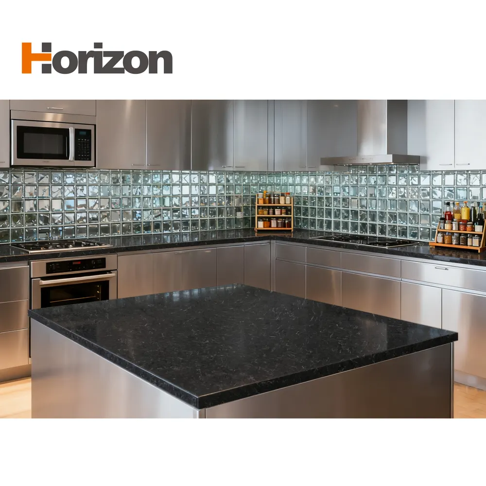 Black Engineered Quartz Slab For Wall Cladding
