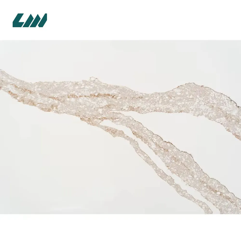 White/Brown Engineered Quartz Slab 3200x1600mm