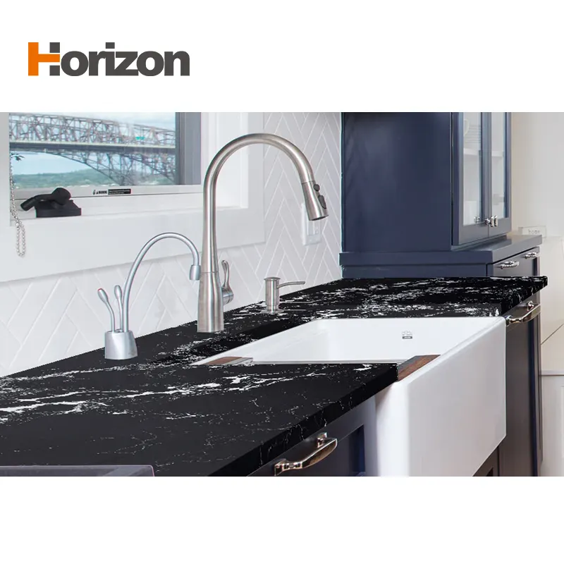 Black Engineered Quartz Slab 3200x1600mm