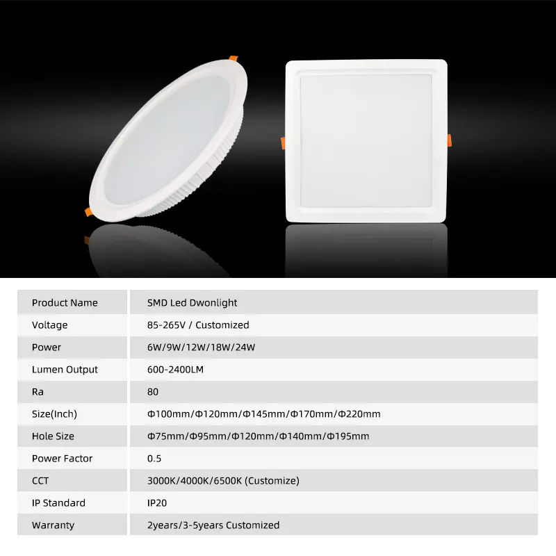 Recessed Round Aluminum LED Downlight 6-30W