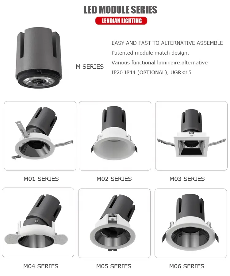 Trimless Recessed Aluminum LED Downlight 9-20/40W IP44