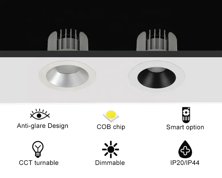Recessed Round Aluminum COB LED Downlight 9-50W 200mm