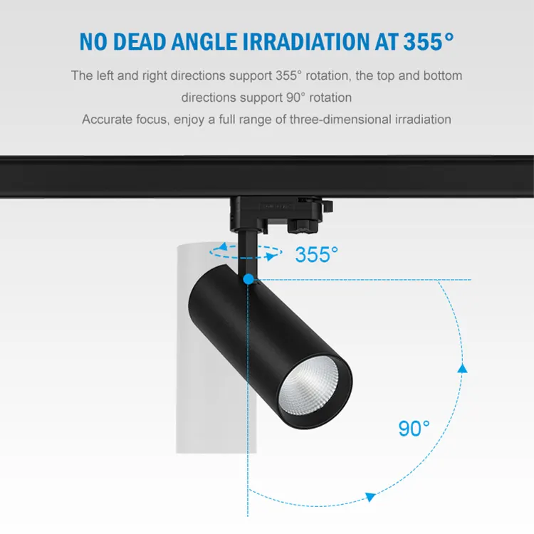 Rotatable Dimmable TRIAC LED Track Spotlight 20-50W For 4-Wire Track