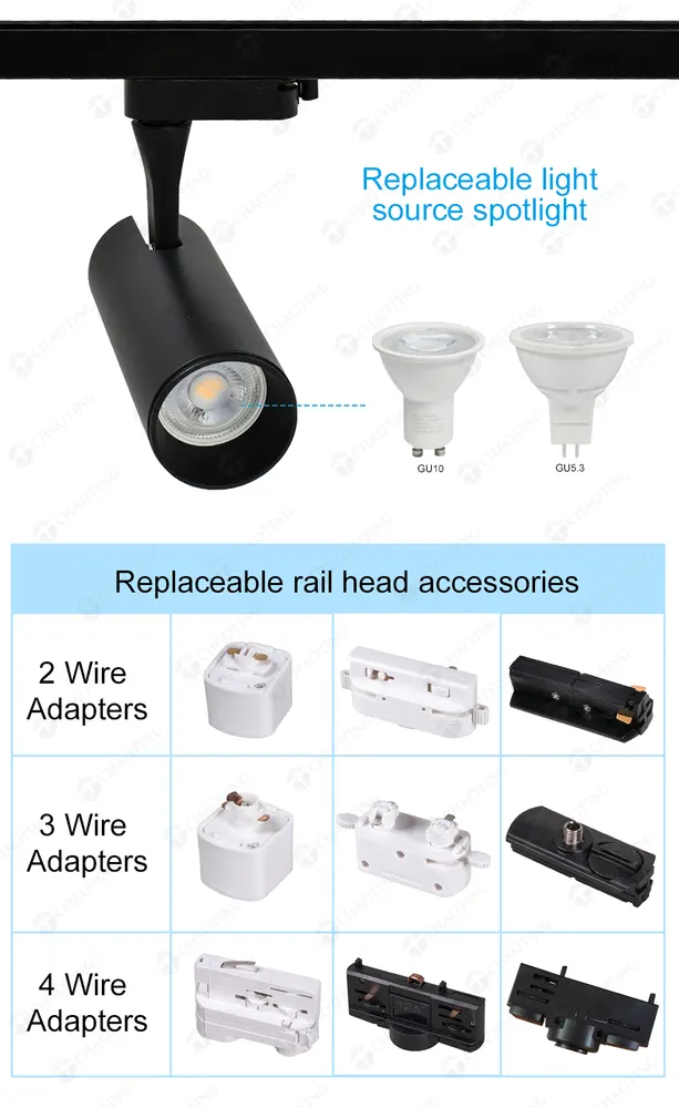 Aluminum Track Spotlight Housing Black/White GU10/MR16
