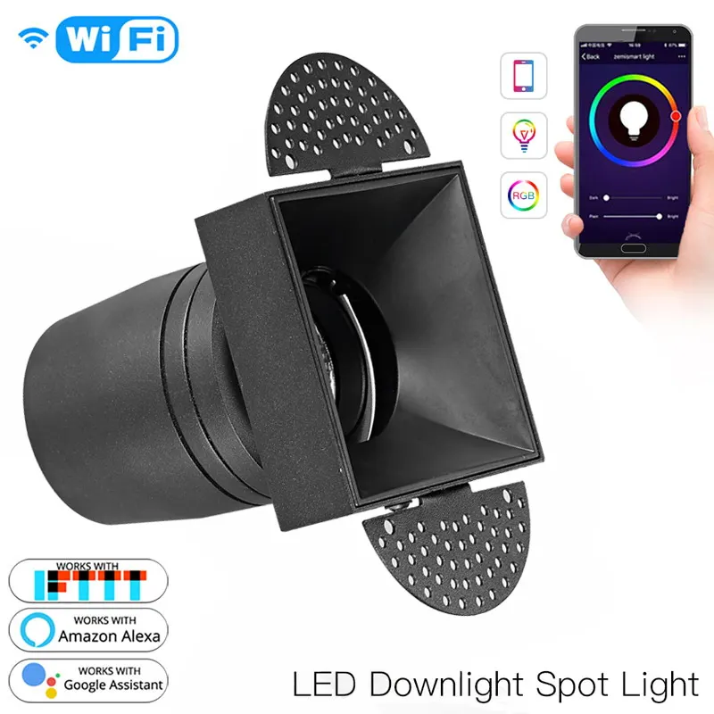 Anti-Glare Adjustable Trimless DALI COB LED Downlight 8-12W