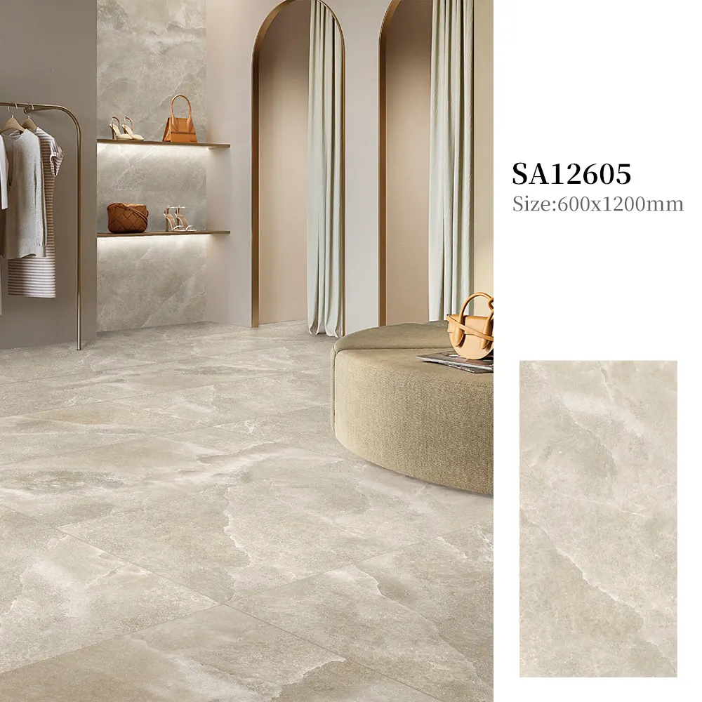 Non-Slip Stone-Look Matte Ceramic Outdoor Tile 600x1200mm