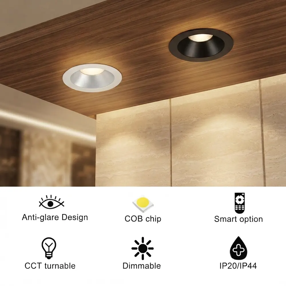Recessed Aluminum LED Downlight 12-30W IP20/IP44 product sample
