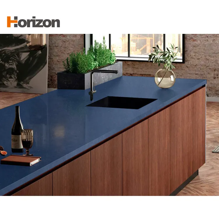Integrated Engineered Quartz Kitchen Countertop With Sink
