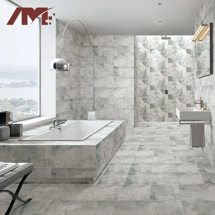 Marble-Look Gray Glossy Porcelain Wall Tile 300x600mm