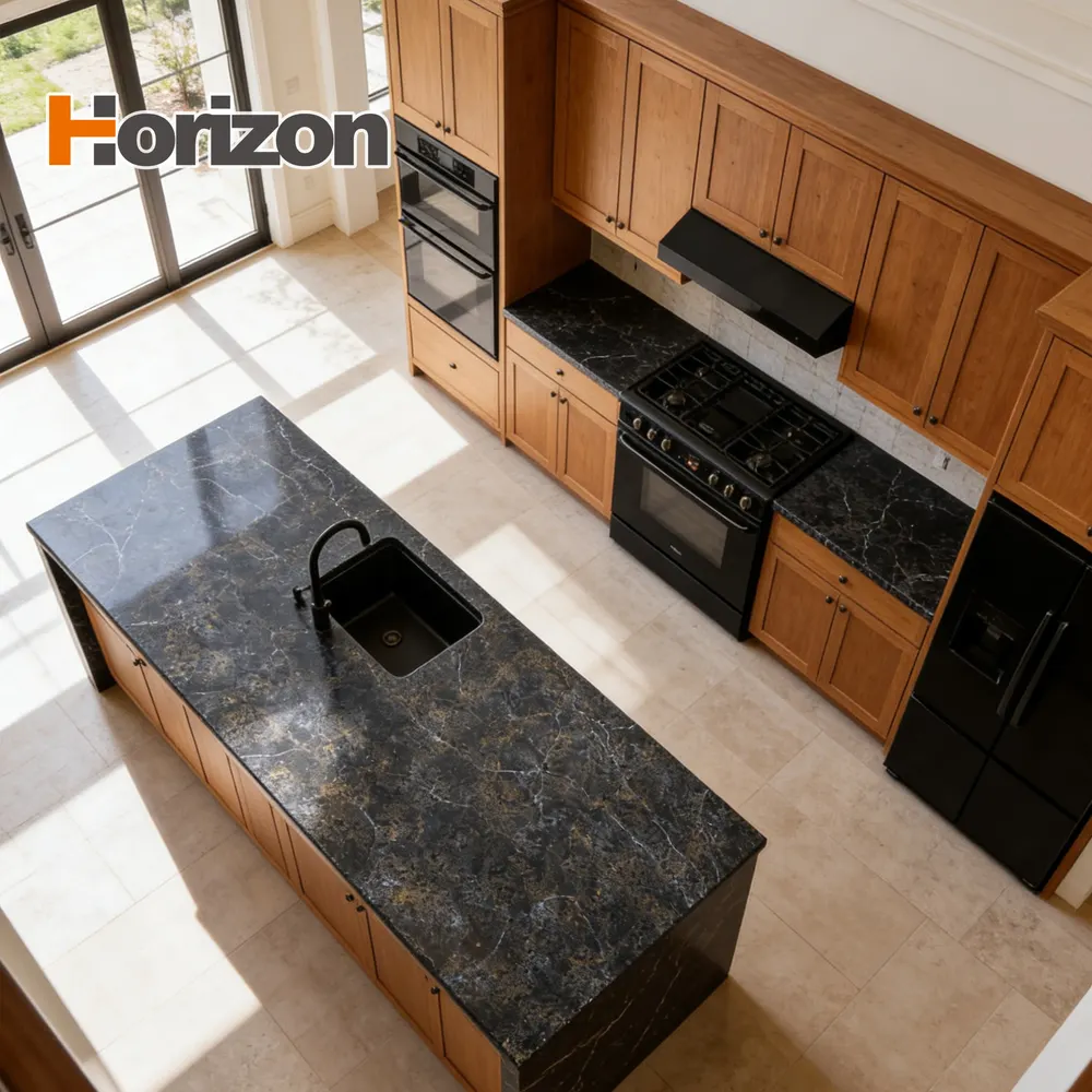 Calacatta Black Engineered Quartz Slab 3200x1600mm