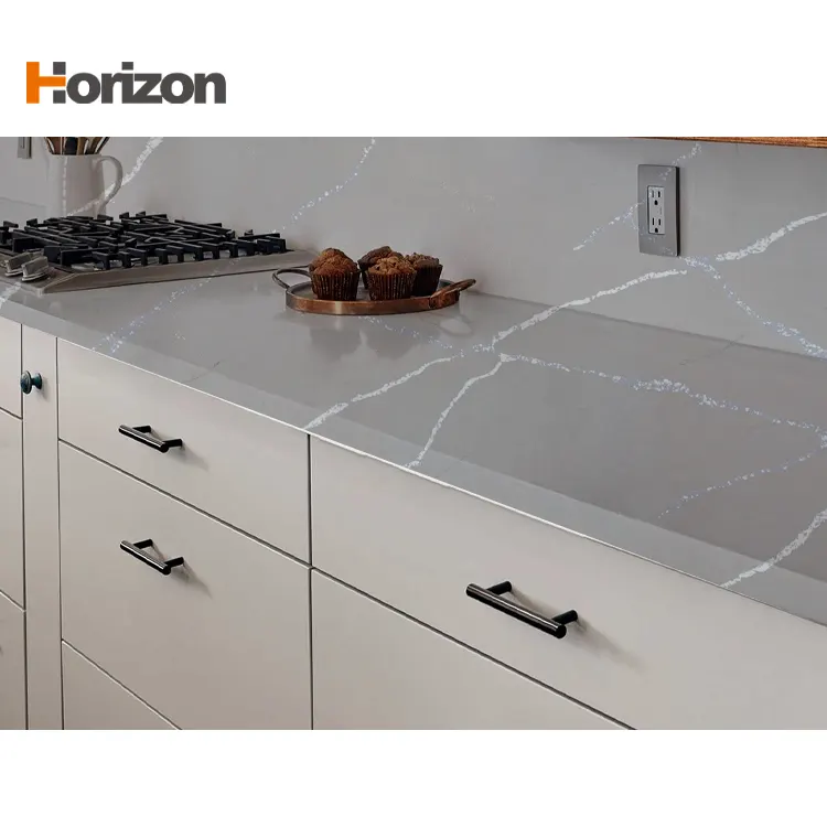 Gray Polished Engineered Quartz Slab 3200x1600mm