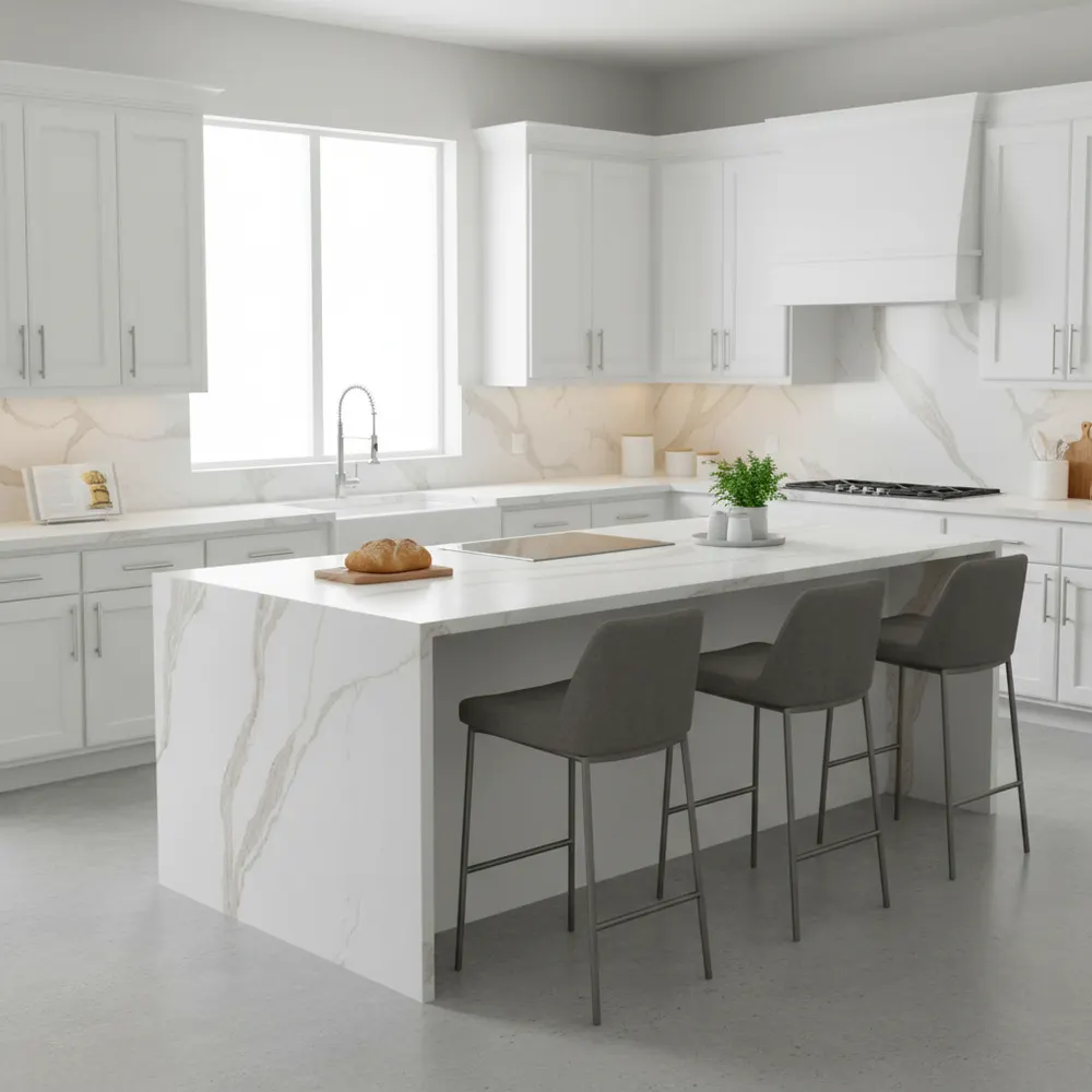 Calacatta White/Gold Engineered Quartz Slab 3200x1600mm product sample