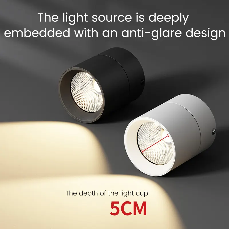 Anti-Glare Adjustable Surface-Mounted COB LED Downlight 7-20W