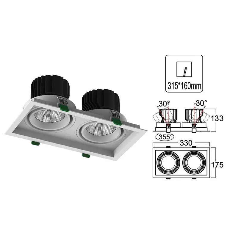 Square Aluminum LED Downlight 24-32W