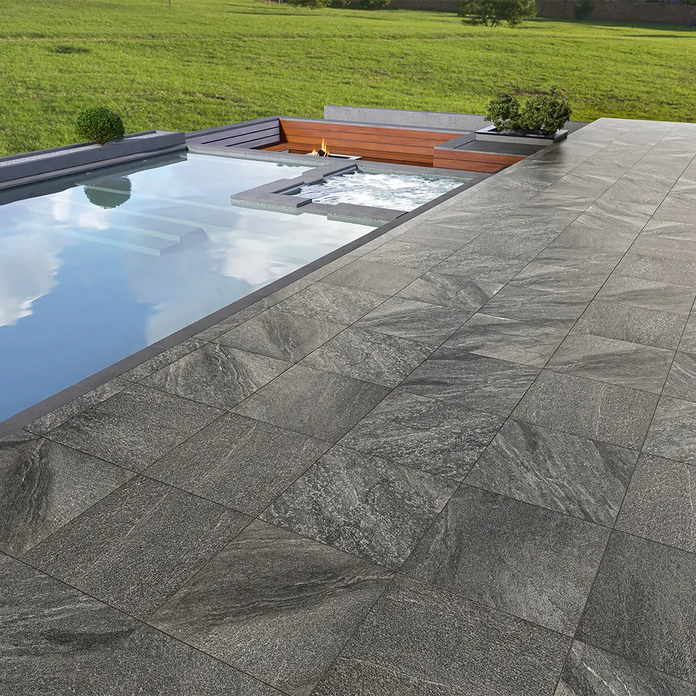 Non-Slip Stone-Look Porcelain Outdoor Tile 600x600mm