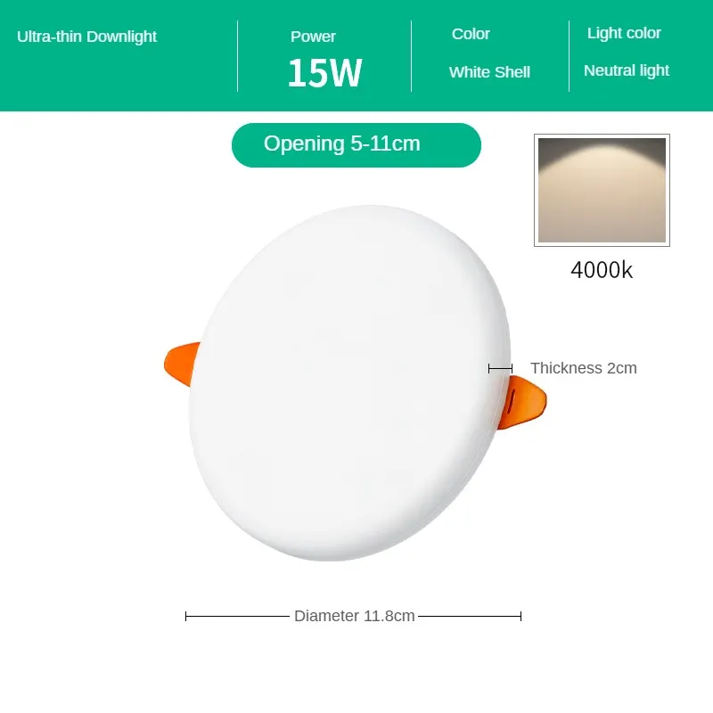 Trimless Surface-Mounted Round LED Downlight 9-36W