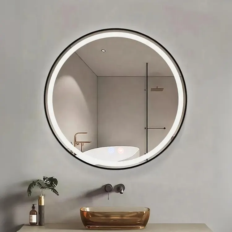 Touch-Controlled Smart Dimmable Round LED Bathroom Mirror