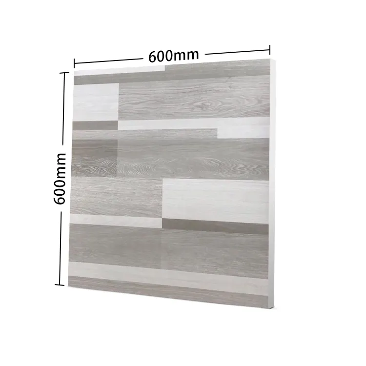 Non-Slip Wood-Look Gray Matte Porcelain Floor Tile 600x600mm