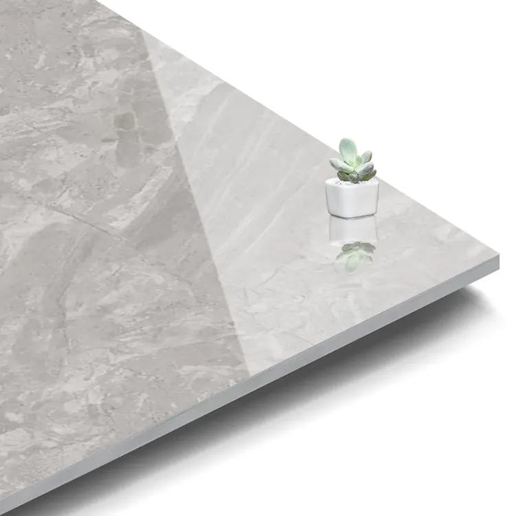 Non-Slip Marble-Look Gray Glossy Porcelain Wall Tile 800x800mm