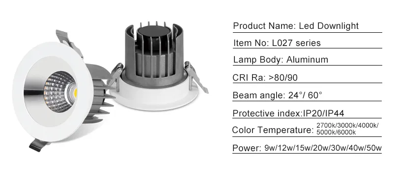 Tuya WiFi Recessed COB LED Downlight 9-50W IP44