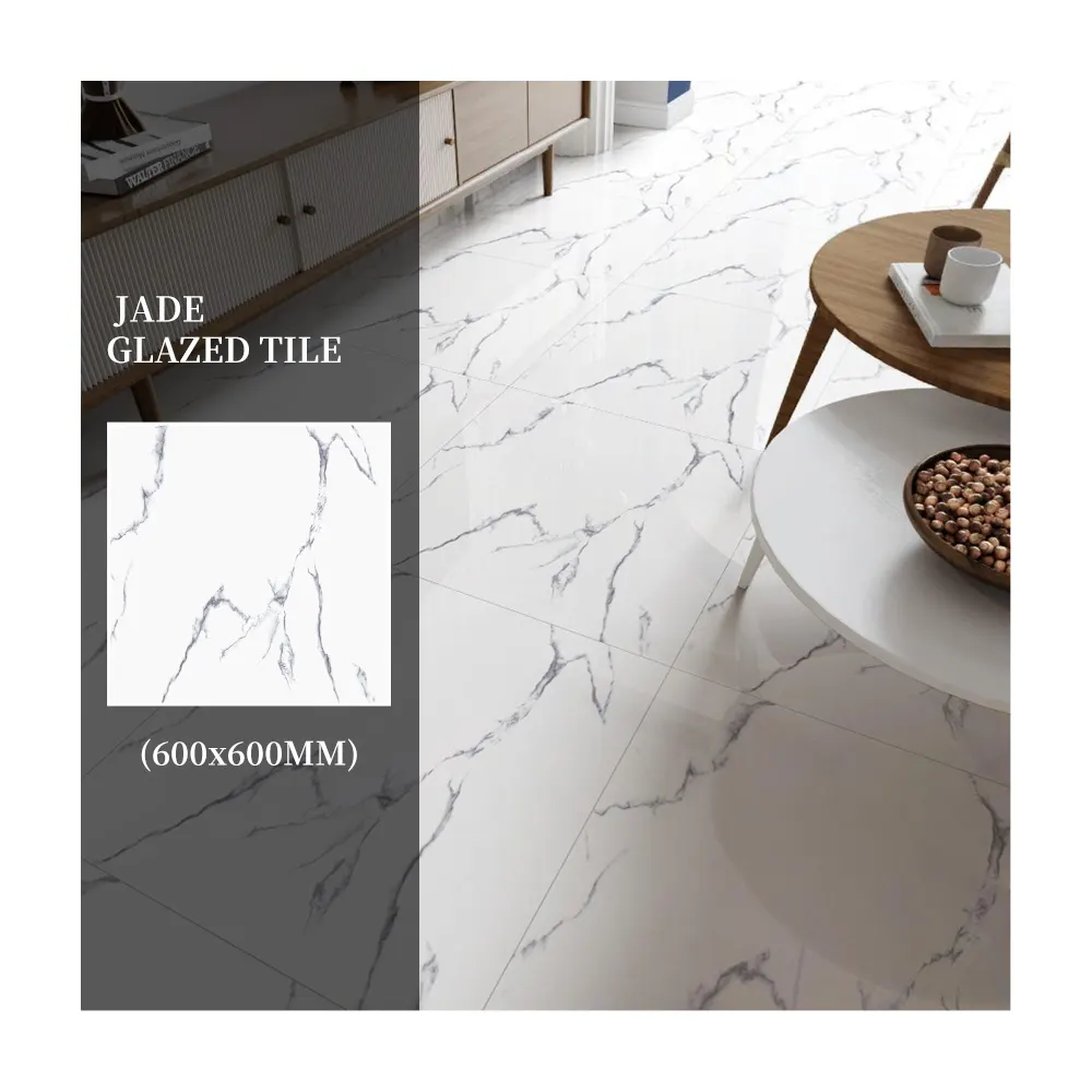 Stone-Look Polished Porcelain Floor Tile 600x600mm