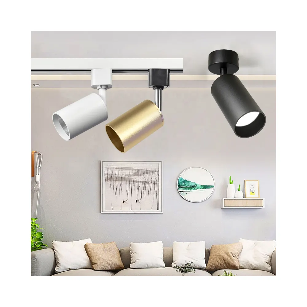 Adjustable Surface-Mounted Aluminum Track Spotlight Housing Gold GU10/MR16 product sample